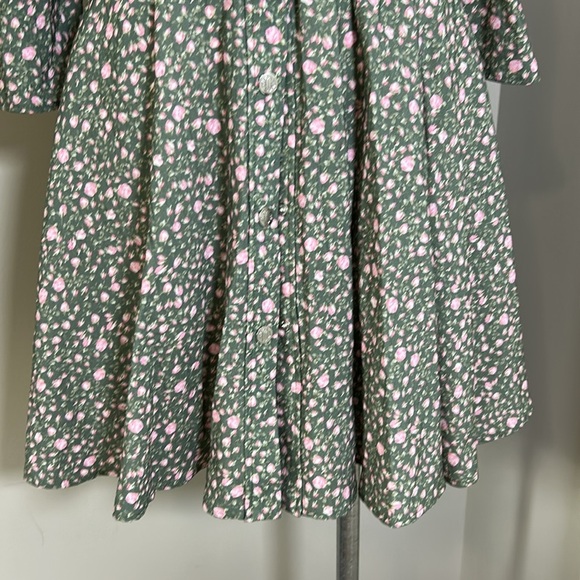 Maje Rakita Puff Sleeve Shirt Dress Green Pink Pleated Mini Floral Sz 38 US M - Picture 11 of 14